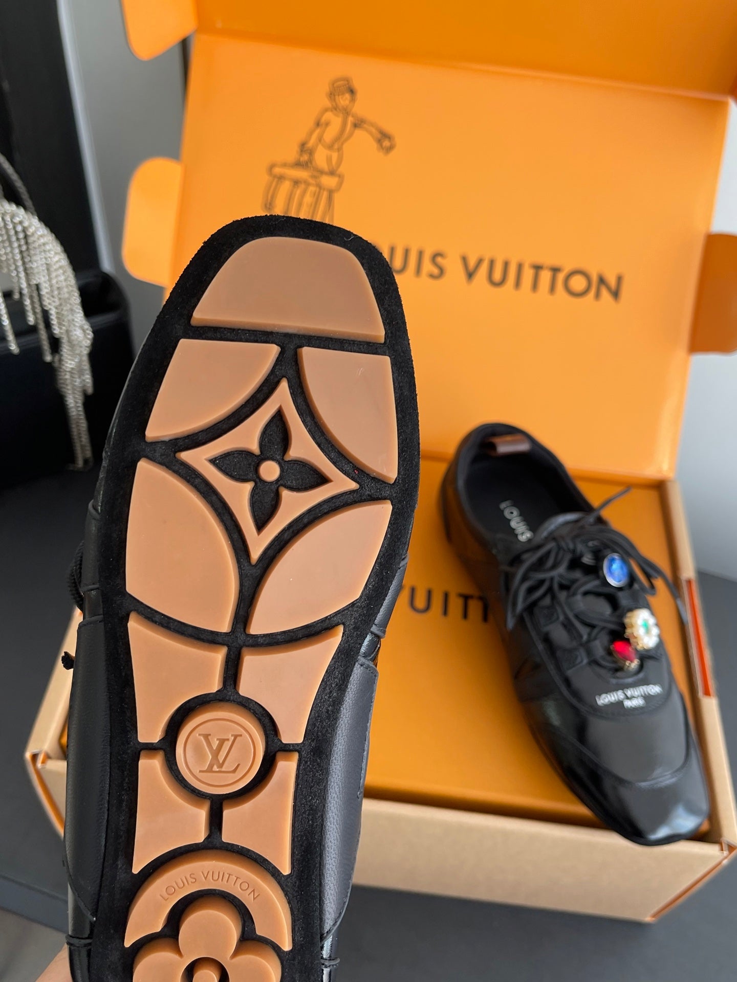 LV 26ss Ballet Sneakers Black Patent Leather 631487