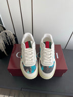 GG 26 Couple Sneakers White Gray Blue Cowhide 631674