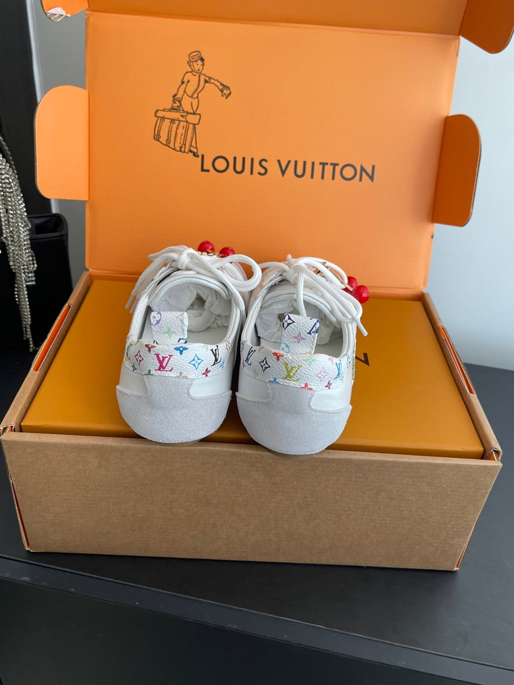 LV 26ss Ballet Sneakers White Light Gray Suede 631489