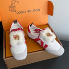 LV 26ss Ballet Sneakers White Red Cowhide Suede 631496