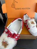 LV 26ss Ballet Sneakers White Red Cowhide Suede 631496