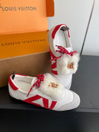 LV 26ss Ballet Sneakers White Red Cowhide Suede 631496