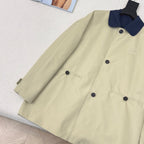 Miu Miu 25 Mid-length Trench Coat Blue Beige Cotton Polyester