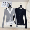 CD 25 Lace Splicing Two-piece Sweater Wool 598663