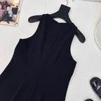Prada 25 Diamond Button Sleeveless Vest Dress Black Cotton Polyester 598350