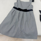 Celine 25 Bow Dress Black mix White Polyester Cotton 607798