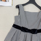Celine 25 Bow Dress Black mix White Polyester Cotton 607798