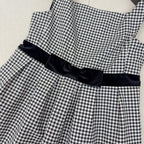 Celine 25 Bow Dress Black mix White Polyester Cotton 607798