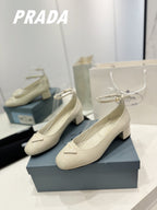 Pra Pumps 40 Square Sole White Patent Leather