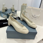 Pra Pumps 40 Square Sole White Patent Leather