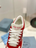 PRA DOWNTOWN NAPPA SNEAKERS WHITE AND RED CALFSKIN