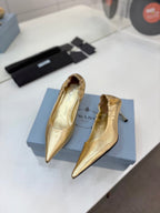PRA 26S Pointed Toe High Heels 55 Metallic Gold Suede 627128