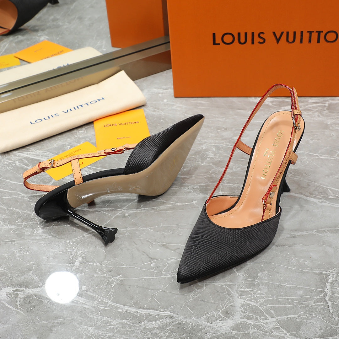 LV Blossom Slingback Pump  Black Embroidered fabric 833401