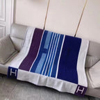 HM Avalon Throw Blanket Ecru Indigo Wool Cashmere