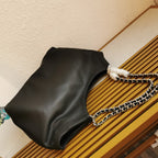 CHAIN TOTE 39 SOFT BLACK CALFSKIN SILVER HARDWARE
