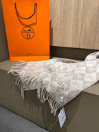 Scarf Cashmere 180 CM In Light Beige Mix Light Brown Fine Wool 290426