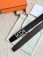 HM Ancre Buckle Belt 32mm Black Chocolate Leather 187517