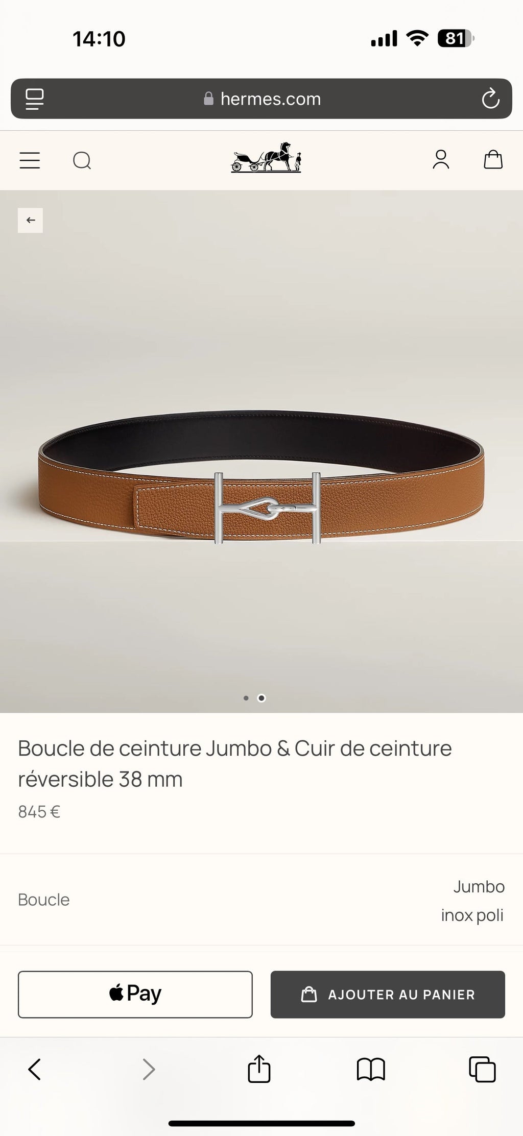 HM Jumbo Buckle Belt 38mm Brown Black Leather 187559