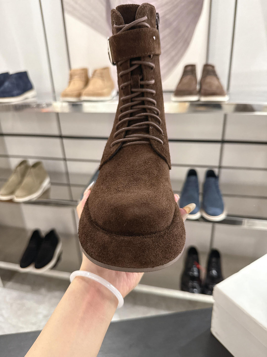 The Row 2025 Lace-up Boot Brown Suede 543370