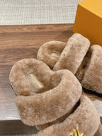 LV Sunset Flat Comfort Mule Milky Brown Wool