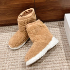 CD Ankle Boots Beige Fleece And Windbreaker Fabric