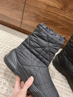 CD Ankle Boots Black Quilted Windbreaker Fabric And Fleece