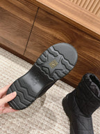 CD Ankle Boots Black Quilted Windbreaker Fabric And Fleece