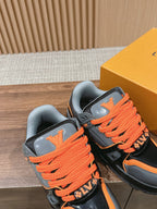 LV Trainer Maxi Sneaker Gray Mix Orange Calfskin