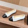 ballet flat grey tweed beige black lambskin