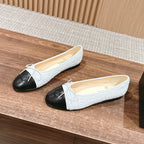 ballet flat grey tweed beige black lambskin