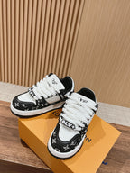 LV Trainer Maxi Sneaker Black Mix White Monogram Denim Fabric