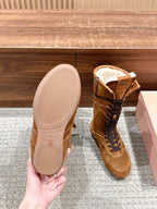 Miumiu 25 Boot Brown Suede Calfskin 553693