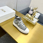Walk'n'Dior Sneaker In Grey Mix Beige Monogram Wool And Cowhide 111929