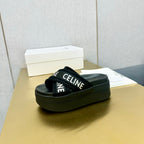 Celine Block Slide Black Fabric with Rubber 238137