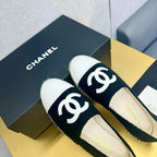 espadrilles black fabric white calfskin