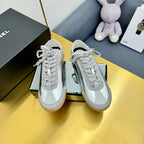 CC SNEAKER IN SILVER GRAY CALFSKIN AND SUEDE