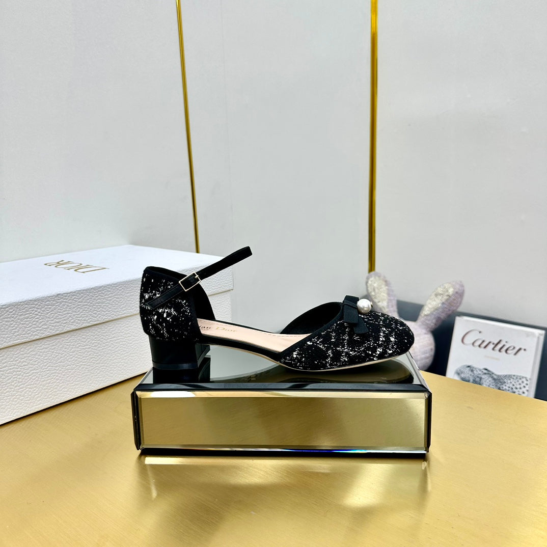 CD Ballet Slingback Pump 35mm In Black Tweed And Lambskin 111016