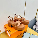 HM Platform Slingback Brown Calfskin 370755