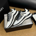CC Sneaker White Mix Black Calfskin And Silk Parachute Fabric 947510