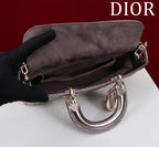 medium lady d-joy 26 dark purple metalic lambskin