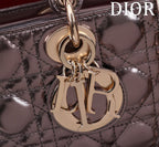 medium lady d-joy 26 dark purple metalic lambskin
