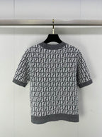 Fendi 25 Knitted Round Neck Short Sleeves Gray Wool F155