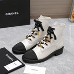 CC Ankle Boots 30mm White Wrinkled Cowhide