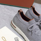 LP lady Flexy Walk  Sneaker Gray mix Orange Wool And Calfskin 310448