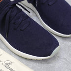 LP lady Flexy Walk Sneaker Navy Blue mix Orange Wool and  Calfskin 310450