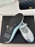 mary jane silver metalic quilted lambskin
