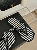 CC 25 Thong Sandal Braided Striped Black White