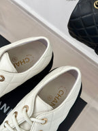 CC Classic Sneaker 50mm White Quilted Wrinkled Calfskin