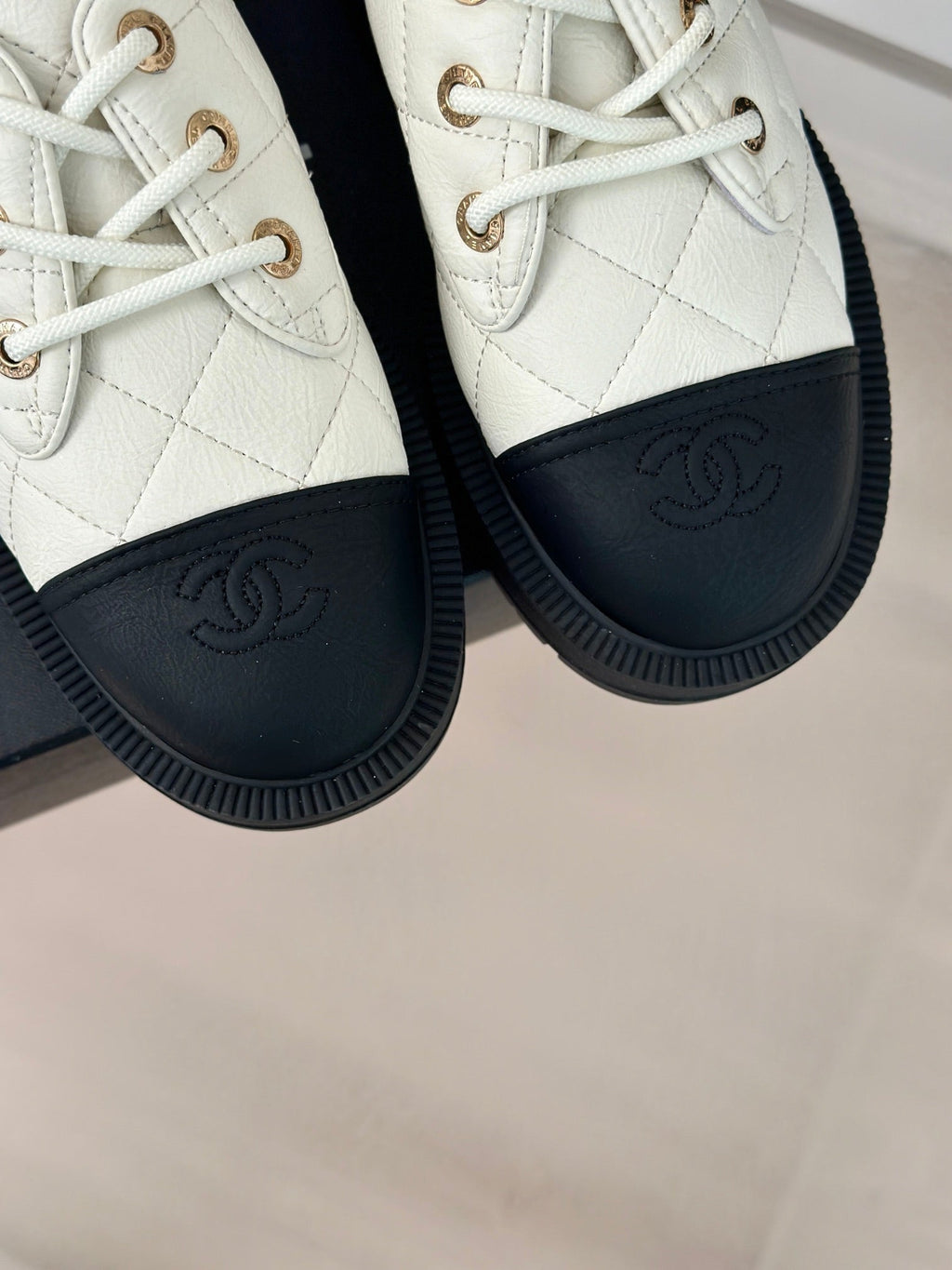 CC Classic Sneaker 50mm White Quilted Wrinkled Calfskin