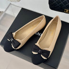 CC Ballet Flats Beige With Bow Lambskin